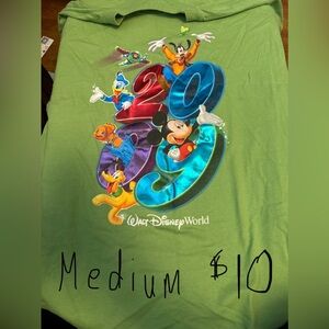 Disney Green Tee with Colorful Characters